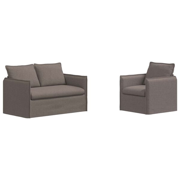vidaXL Soffa 2 pcs Taupe