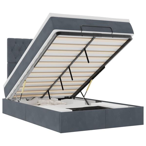 vidaXL Ottoman s&auml;ngram med madrasser m&ouml;rkgr&aring; 120x190 cm sammet