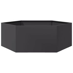 vidaXL Odlingsl&aring;da svart sexkantig 138x120x45 cm st&aring;l