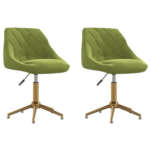 vidaXL Snurrbara matstolar 2 st ljusgr&ouml;n sammet