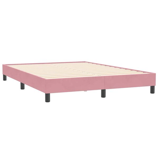 vidaXL Ramsäng utan madrass rosa 160x210 cm sammet