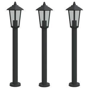 vidaXL Utomhusgolvlampor 3 st svart 80 cm rostfritt st&aring;l