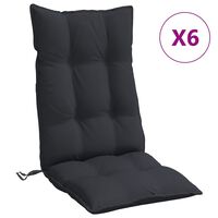 vidaXL Stolsdynor för stolar med hög rygg 6 st svart oxfordtyg