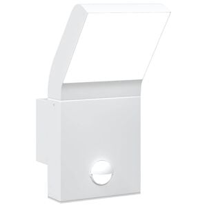 vidaXL Utomhusv&auml;gglampa LED med sensor vit gjuten aluminium
