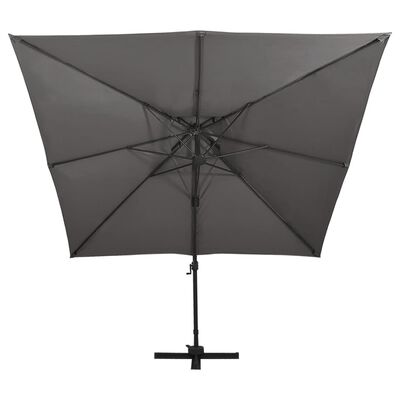 vidaXL Frihängande parasoll med ventilation 300x300 cm antracit