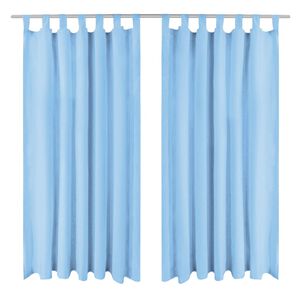 vidaXL Gardiner i microsatin 2 st med &ouml;glor 140x175 cm turkos