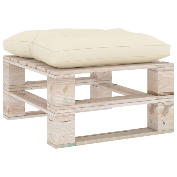 vidaXL Pallottoman med gr&auml;ddvit dyna furu