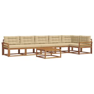 vidaXL Utomhussoffset med kudde 7 pcs Naturlig och Beige