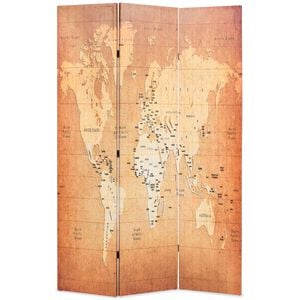 vidaXL Vikbar rumsavdelare v&auml;rldskarta 120x170 cm gul