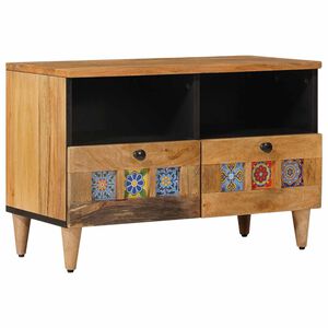 vidaXL TV-sk&aring;p med l&aring;da Naturf&auml;rg 70 x 33 x 46 cm Massivt mangotr&auml;