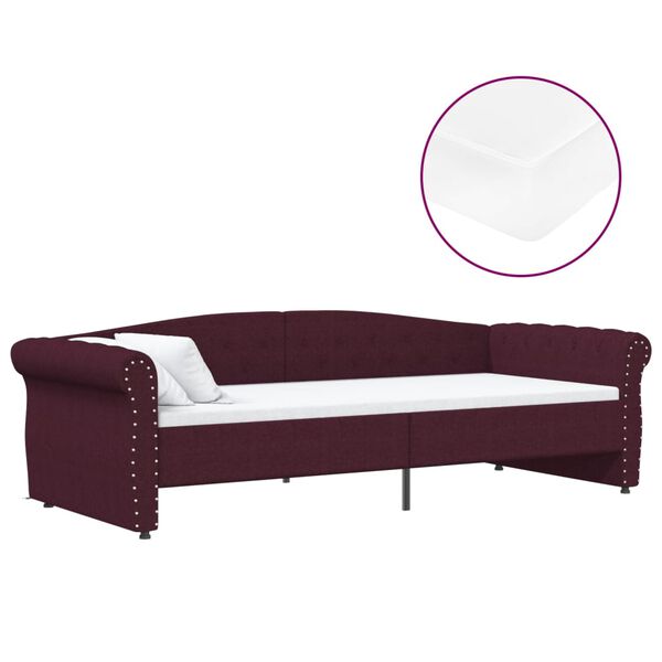 vidaXL Dagb&auml;dd med madrass USB lila tyg 90x200 cm