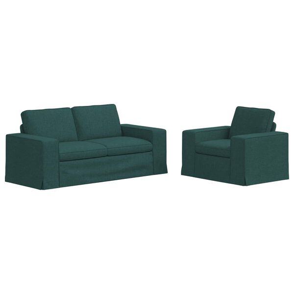 vidaXL Soffa 2 pcs M&ouml;rkgr&ouml;n 182 x 80 x 82 cm tyg