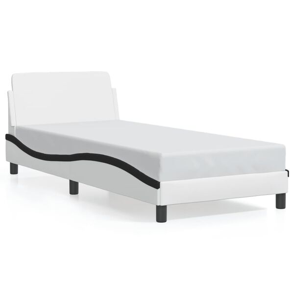 vidaXL Bed Frame "Dover" White&Black 80x200 cm Faux Leather