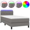 vidaXL Rams&auml;ng med madrass & LED m&ouml;rkgr&aring; 90x190 cm tyg