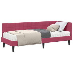 vidaXL H&ouml;rn S&auml;ngram med Madrass 2 st Vinr&ouml;d 80 x 200 cm Sammet