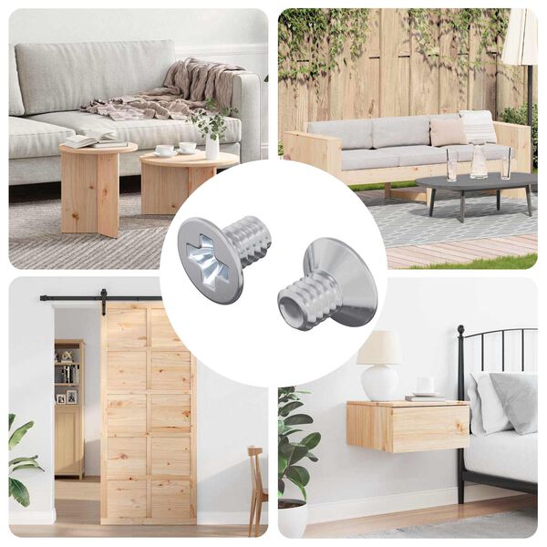 vidaXL F&ouml;rs&auml;nkta huvuds&auml;ttningar 2 pcs Silver M4 x 6 mm St&aring;l