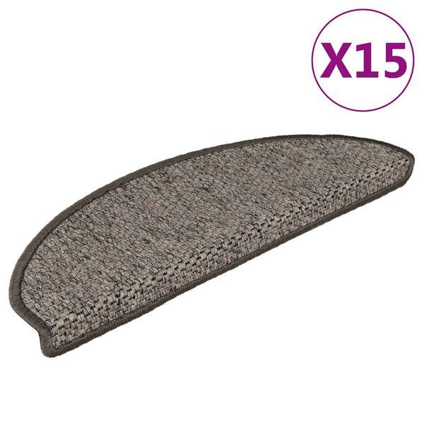 vidaXL Trappstegsmattor självhäftande sisal 15 st 65x21x4 cm brunbeige
