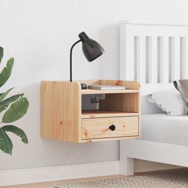 vidaXL Sängbord med låda Brun 38 x 36 x 29,5 cm Massiv furu