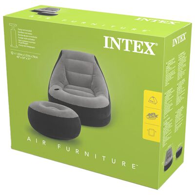 Intex Uppblåsbar fåtölj med puff Ultra Lounge Relax 68564NP