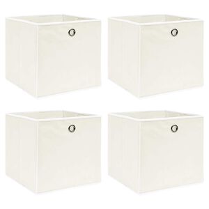 vidaXL F&ouml;rvaringsl&aring;dor 4 st vit 32x32x32 cm tyg