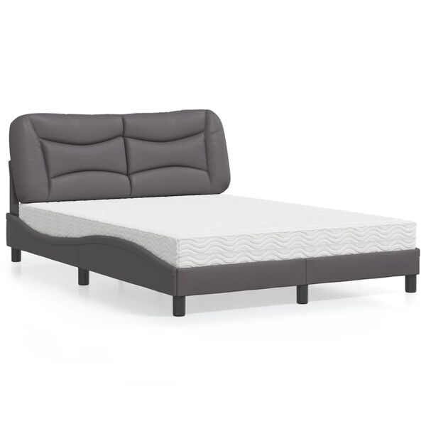 vidaXL Bed with Mattress "Hvar" Grey 120x200 cm Faux Leather
