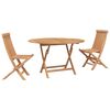 vidaXL Tr&auml;dg&aring;rds Bistro Set 3 pcs Naturf&auml;rg Massivt teaktr&auml;