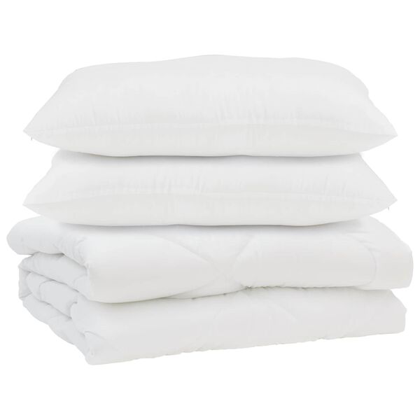 vidaXL Dunt&auml;cke med kudde 3 pcs Vit Mikrofiber