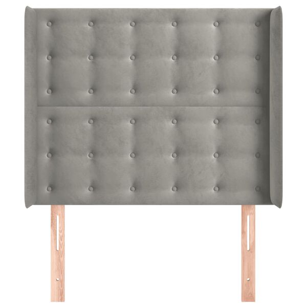 vidaXL S&auml;nggavel med kanter ljusgr&aring; 83x16x118/128 cm sammet