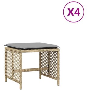 vidaXL Tr&auml;dg&aring;rdspallar m. dynor 4 st mix beige 41x41x36cm konstrotting