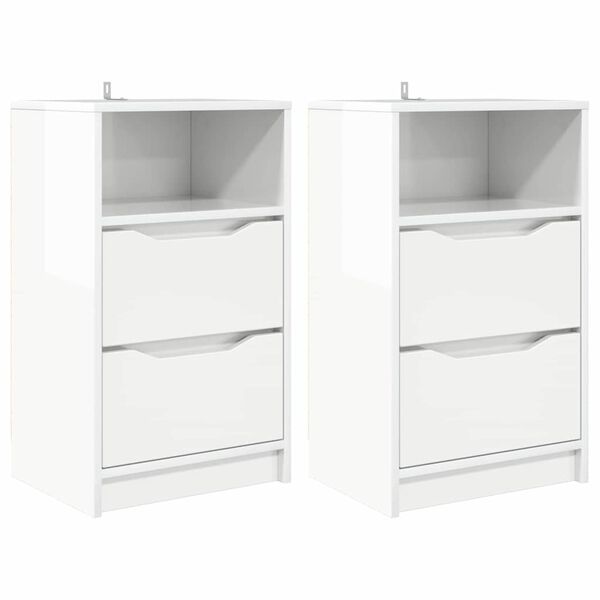 vidaXL S&auml;ngbord 2 pcs H&ouml;gblanka vita 40 x 30 x 467 cm Konstruerat tr&auml;