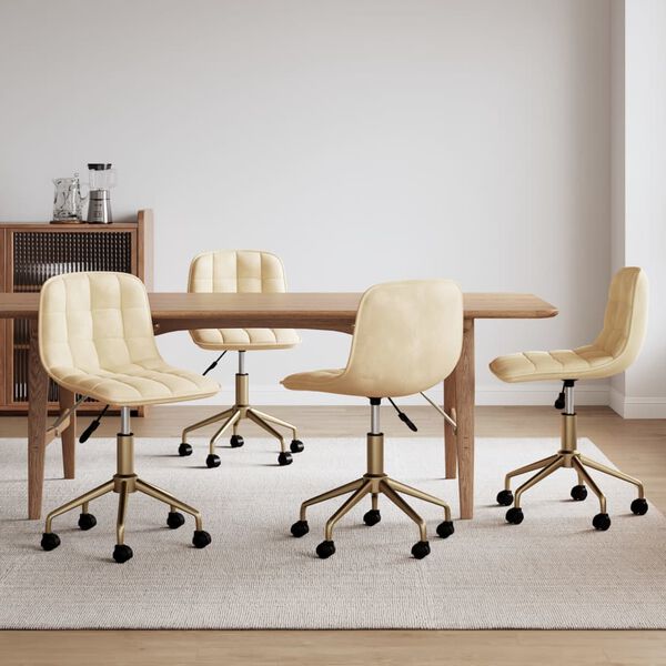 vidaXL Snurrbar matstol 4 st gr&auml;ddvit sammet