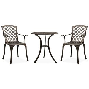 vidaXL Caf&eacute;set 3 delar gjuten aluminium brons