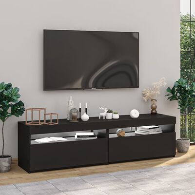 vidaXL Tv-bänkar med LED-belysning 2 st svart 75x35x40 cm