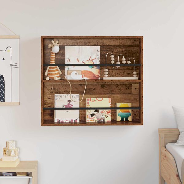 vidaXL Tidningshylla Gammalt tr&auml; 80 x 12 x 70 cm Konstruerat tr&auml;