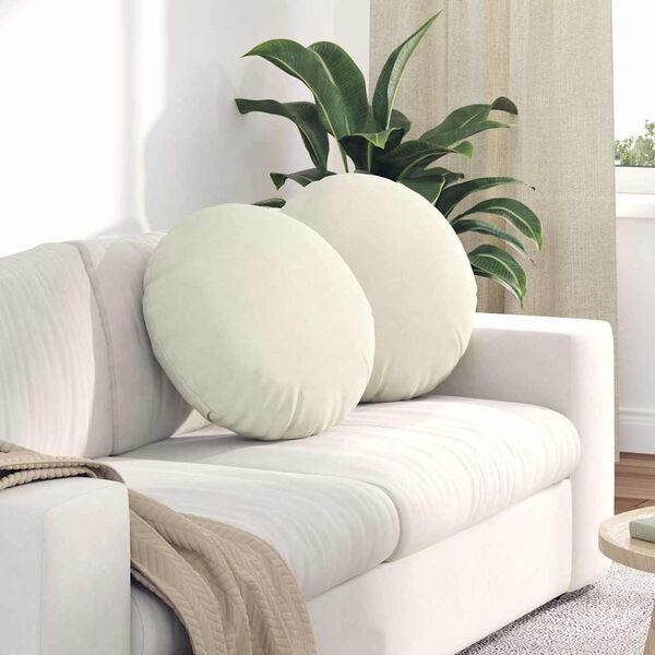 vidaXL Sittkuddar 2 pcs Kr&auml;m &Oslash;50 x 19 cm Sammet