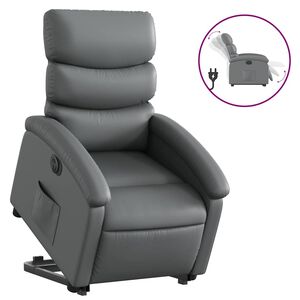 vidaXL Reclinerf&aring;t&ouml;lj med uppresningshj&auml;lp gr&aring; konstl&auml;der
