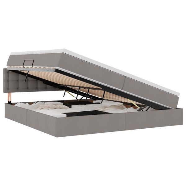 vidaXL F&ouml;rvaringss&auml;ng med madrass Taupe 200 x 200 cm Konstruerat tr&auml;