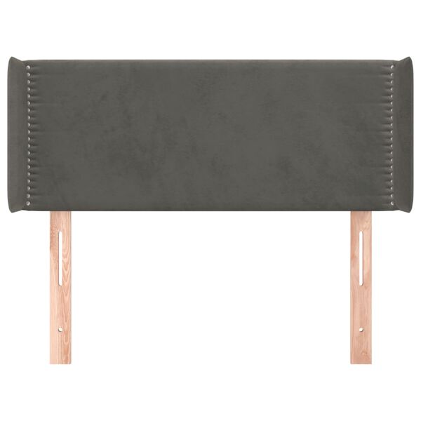 vidaXL S&auml;nggavel med kanter m&ouml;rkgr&aring; 93x16x78/88 cm sammet