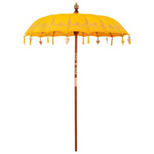 vidaXL Balinesisk Parasol Gul 185 x 185 x 260 cm Bomull