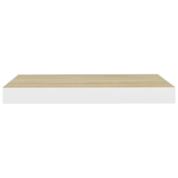 vidaXL Svävande vägghylla ek och vit 50x23x3,8 cm MDF