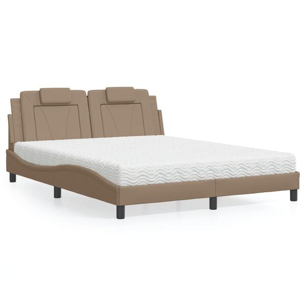 vidaXL Bed "Viana" with Mattress Cappuccino 160x200 cm Faux Leather