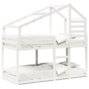 vidaXL V&aring;ningss&auml;ng med tak vit 90x190 cm massiv furu