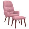vidaXL Vilstol med fotpall rosa sammet