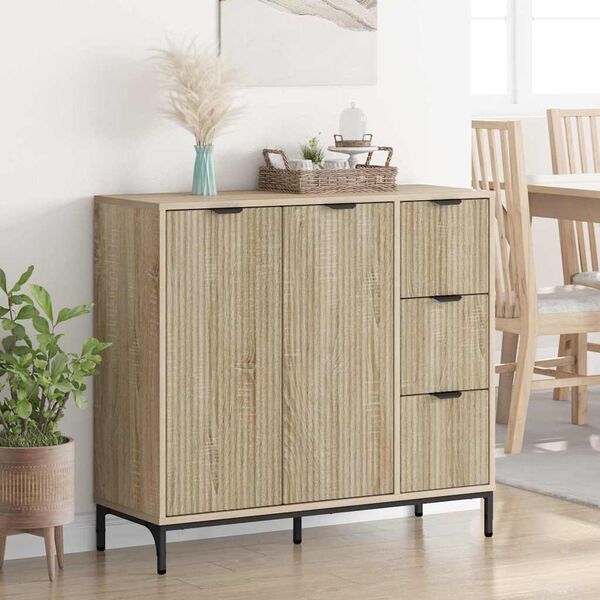 vidaXL Sideboard med l&aring;da Sonoma-ek 89,5 x 33 x 82 cm Konstruerat tr&auml;