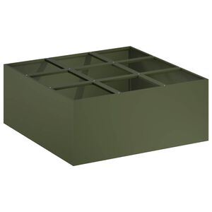 vidaXL Tr&auml;dg&aring;rdsplanterare Olivgr&ouml;n 100 x 100 x 20 cm Kallvalsat st&aring;l