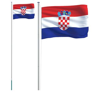 vidaXL Kroatiens flagga med flaggst&aring;ng 6,08 m aluminium