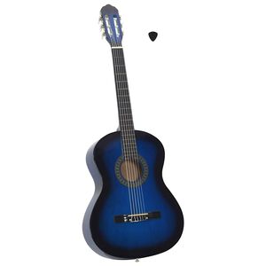 vidaXL Klassisk gitarr f&ouml;r nyb&ouml;rjare bl&aring; 4/4 39" amerikansk lind
