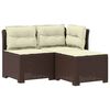 vidaXL 3-sits tr&auml;dg&aring;rdsoffa med kuddar Rattan-look 3-sits PP Brun