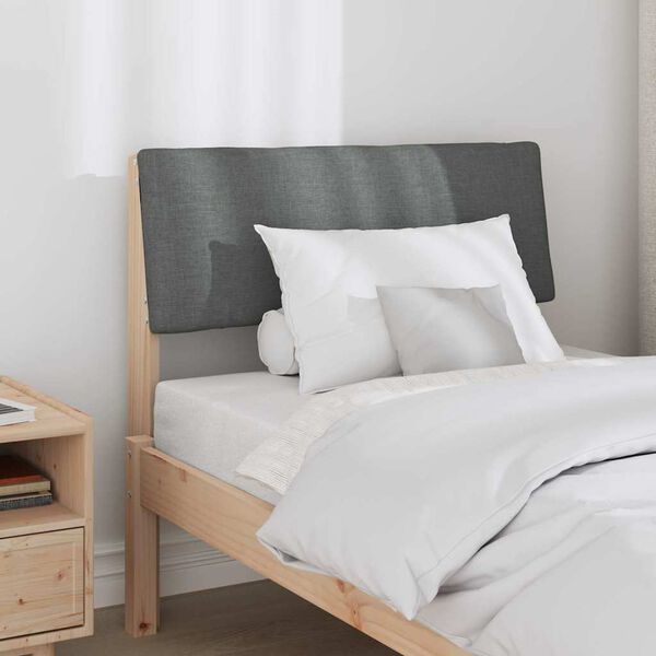 vidaXL Klädd sänggavel Mörkgrå 75 cm Massiv furu