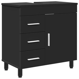 vidaXL Badrumsspegel med handfat Svart 60 x 35 x 60 cm Konstruerat tr&auml;
